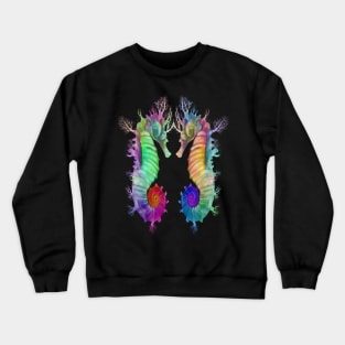 Colorful Rainbow Ocean Seahorse Design Crewneck Sweatshirt